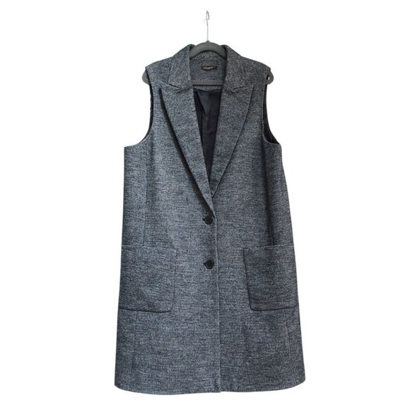 J. Mclaughlin Cate Wool Blend Tunic Black White Houndstooth Vest Classic - Picture 13 of 14